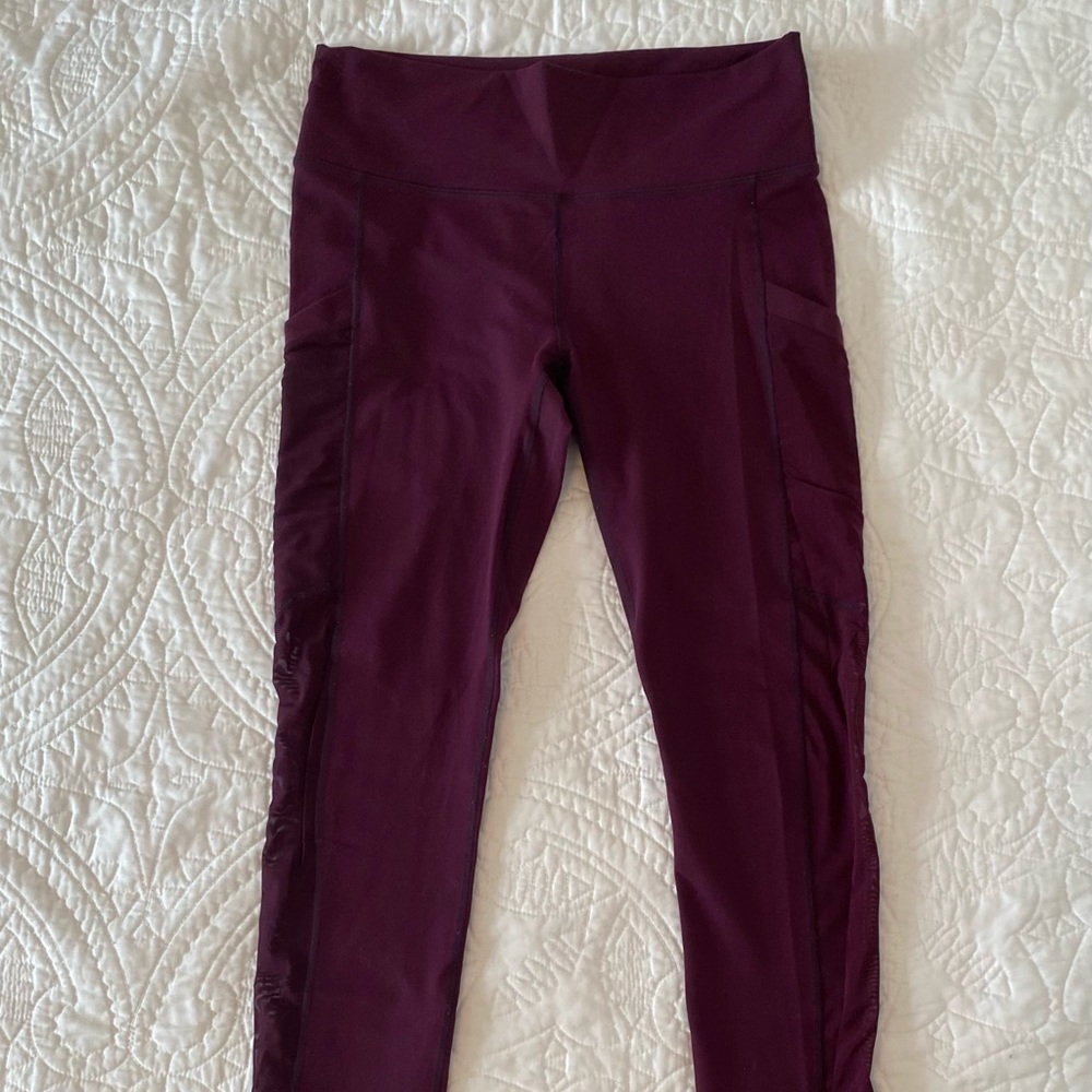 Fabletics On-the-Go High-Waisted Powerhold Burgundy Leggings